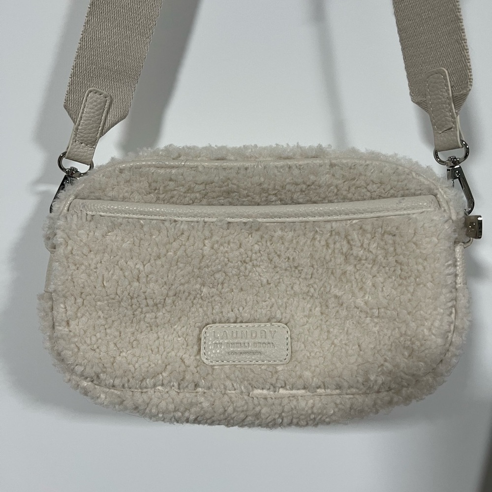 Laundry By Shelli Segal Cream Sherpa Crossbody Bag